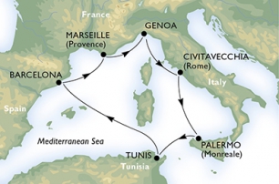 Порт отправления: GENOA (Италия), Корабль: MSC SPLENDIDA